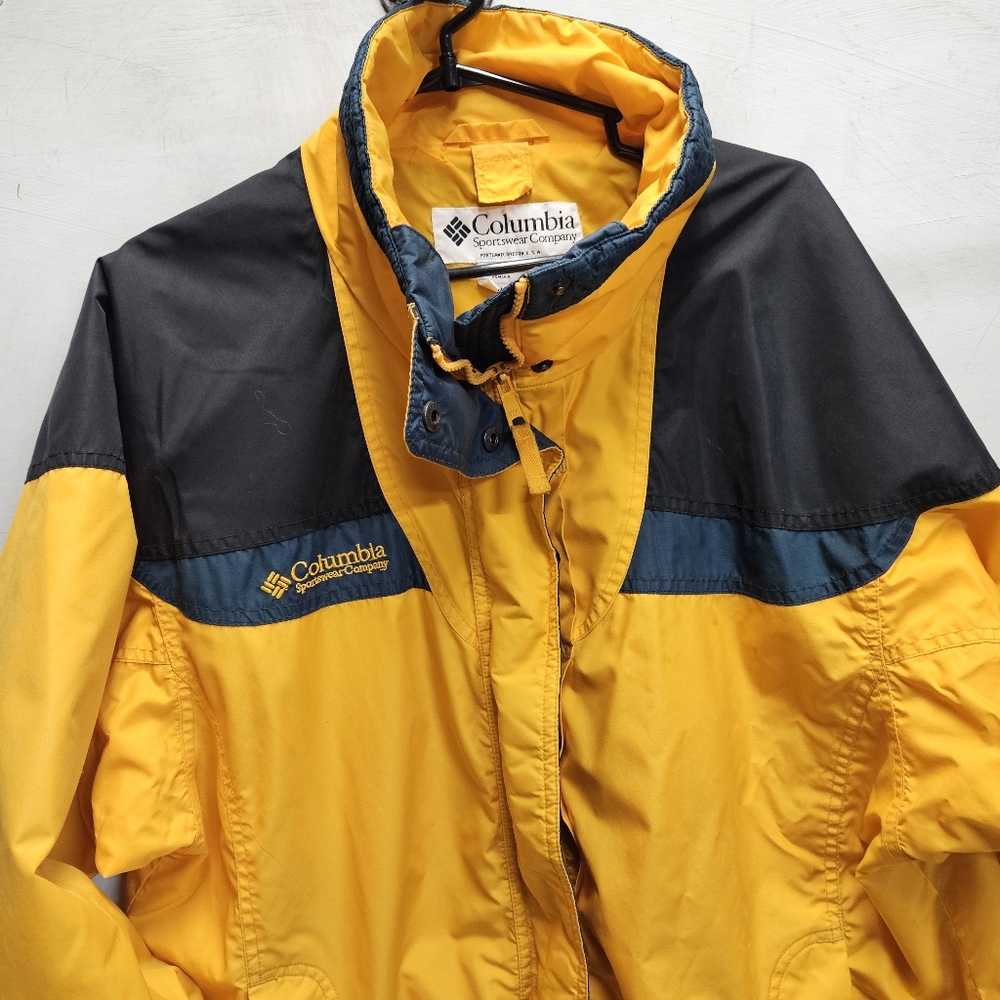 Columbia Sportswear Vintage Jacket Outer Shell Womens Medium Yellow/Black/Blue